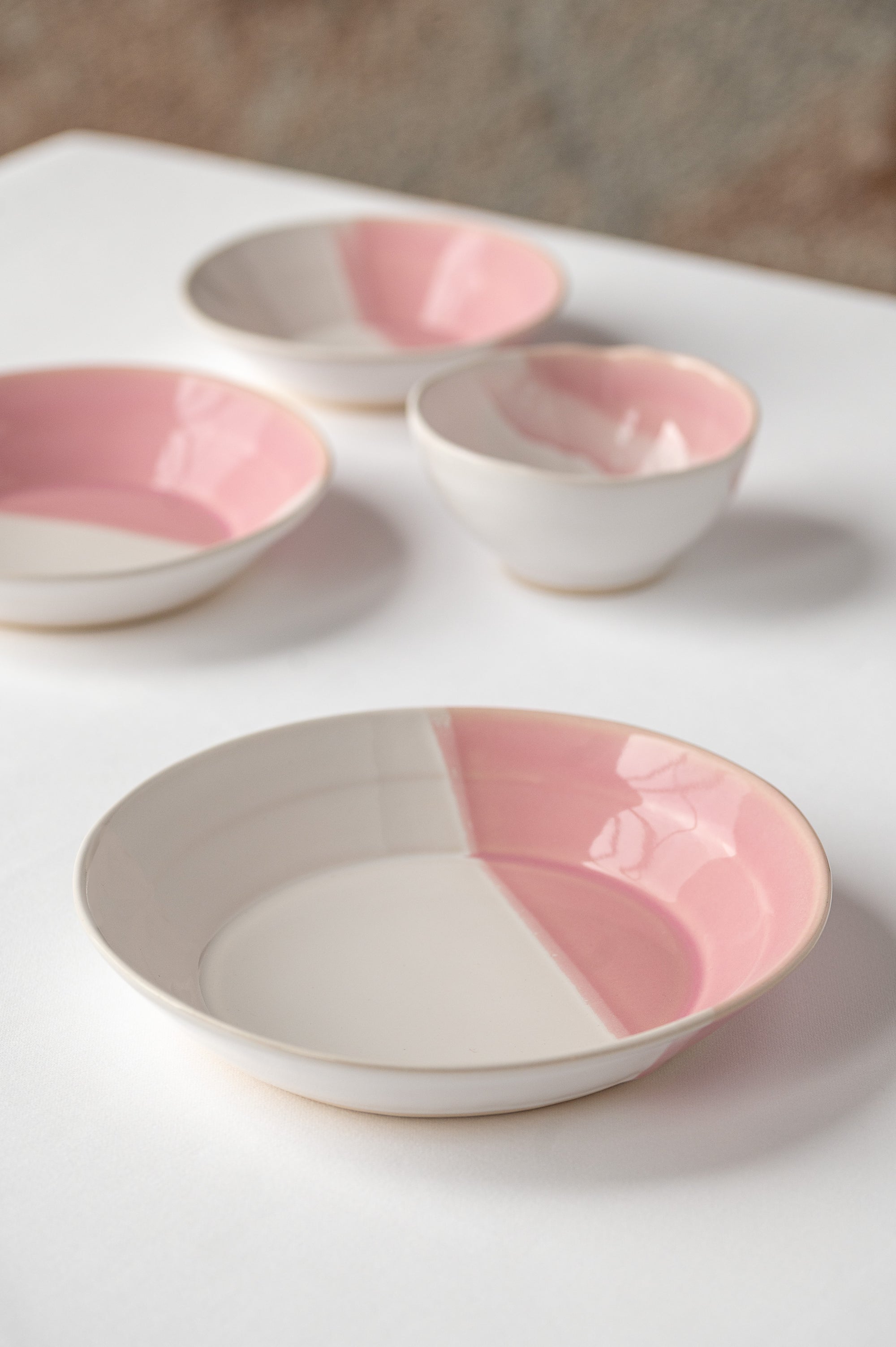 Extra Large Handmade stoneware stacking bowl Pink