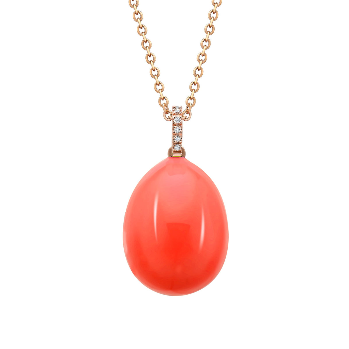 Fabergé Essence Rose Gold Neon Orange Egg Pendant