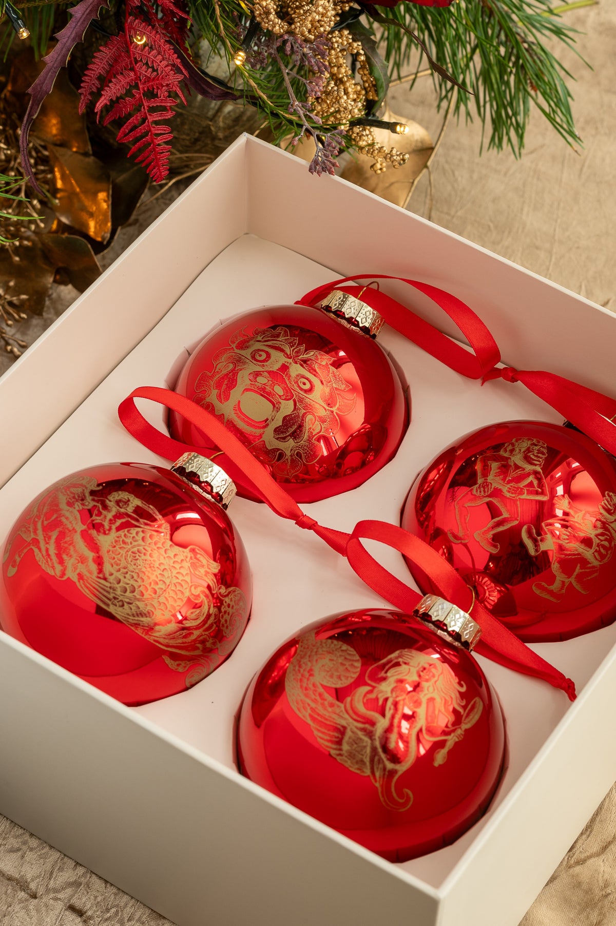 Adare Manor- Set of 4 Christmas Baubles