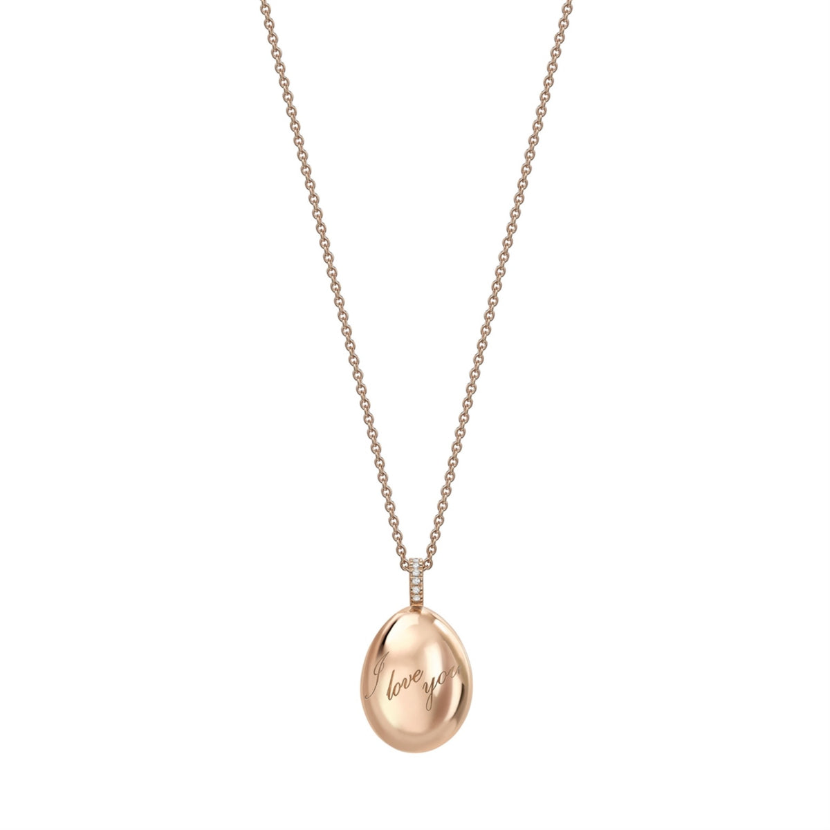 Fabergé Essence Rose Gold I Love You Egg Pendant