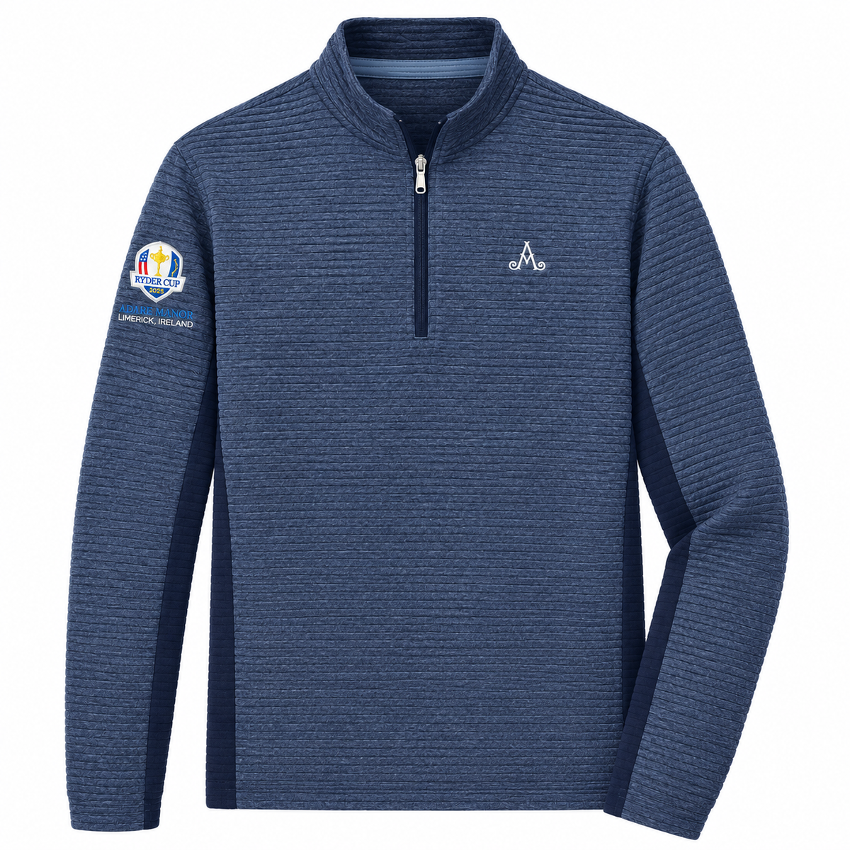 Ryder Cup 2027-  Adidas Mens Adare Manor Navy Ribbed 1/4 zip