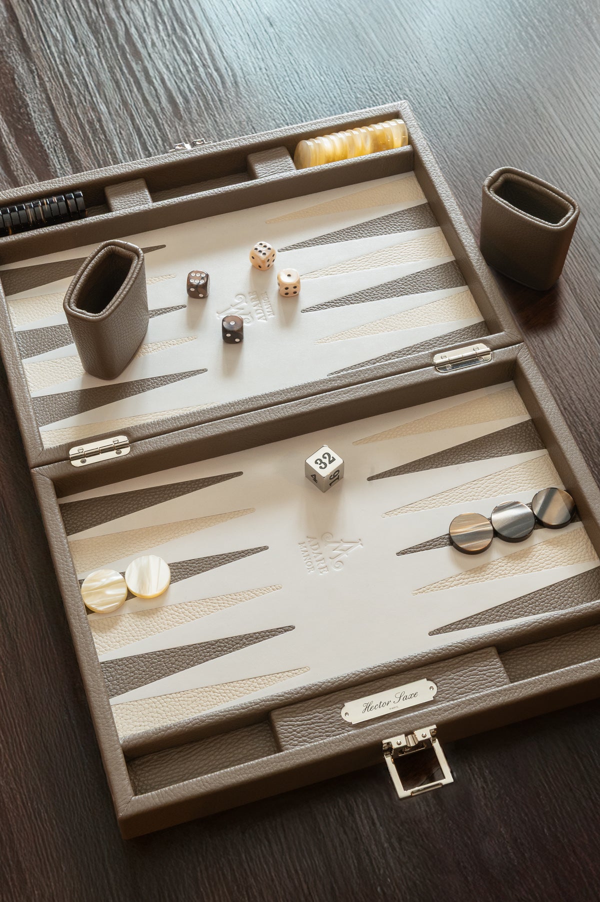 Hector Saxe- Adare Manor Leather Backgammon Game Set