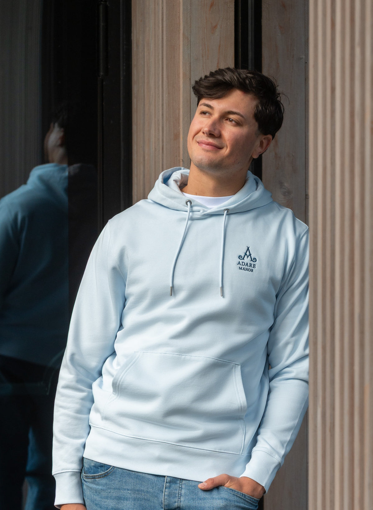 Adare Manor - Mens Organic Cotton Ice Blue Hoodie