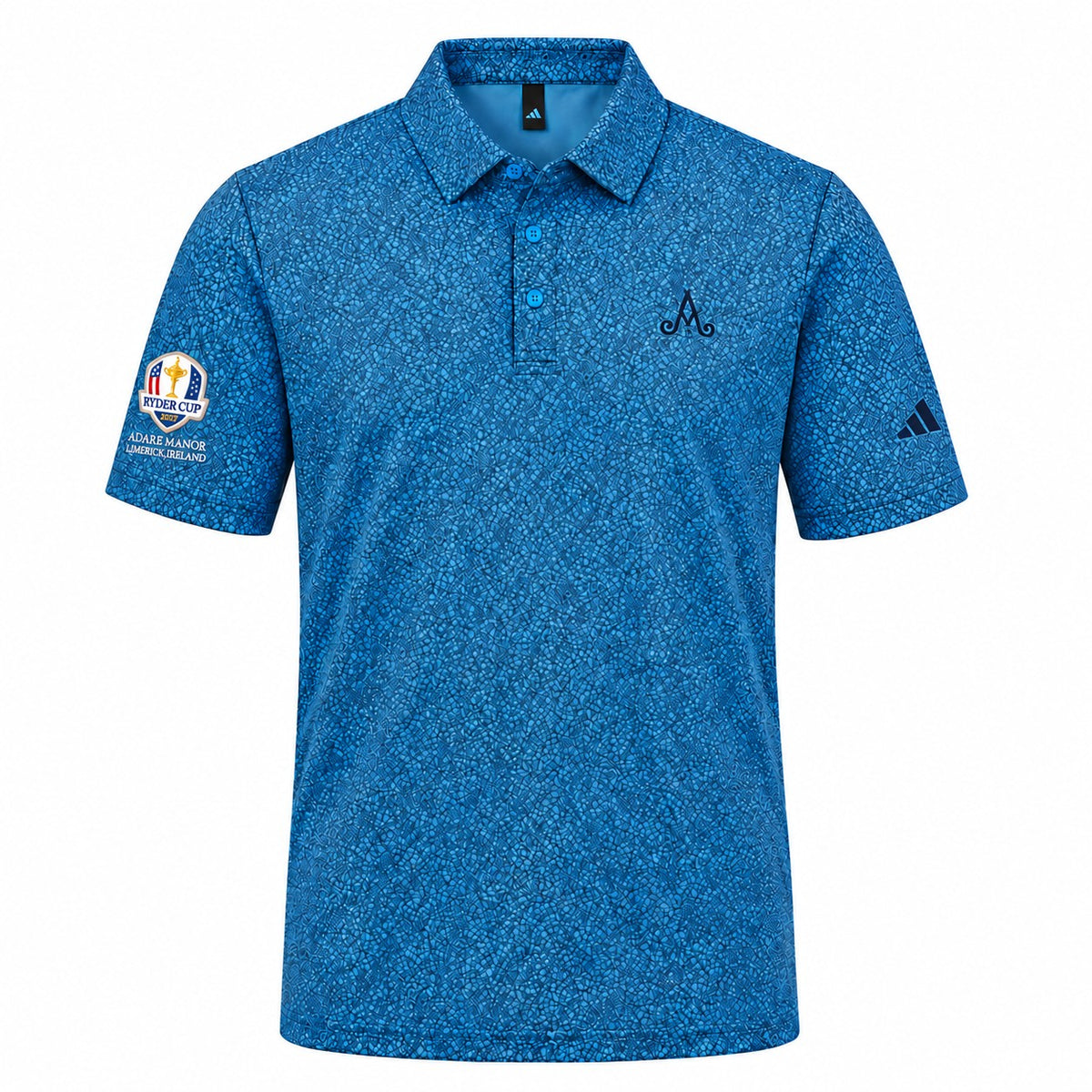 Ryder Cup 2027-  Adidas Mens Adare Manor Blue Bunker polo
