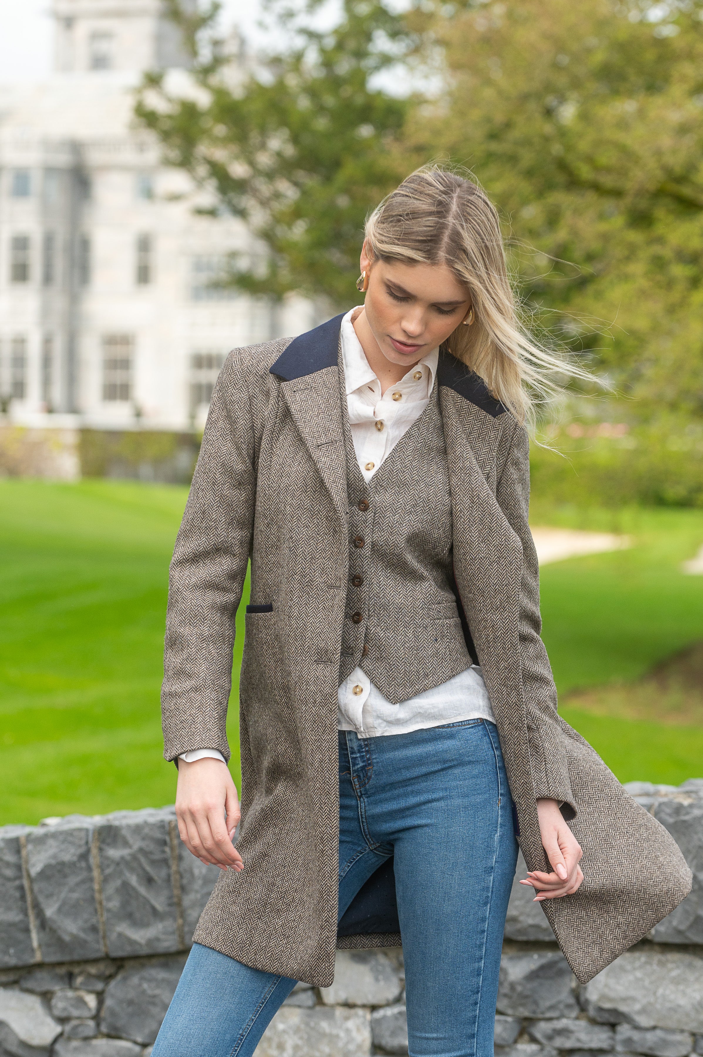 Ｍ-51 PARKA 、TWEED VESTのセット Jack Murphy- Tweed Waistcoat- Light Tan Herringbone - Adare Manor