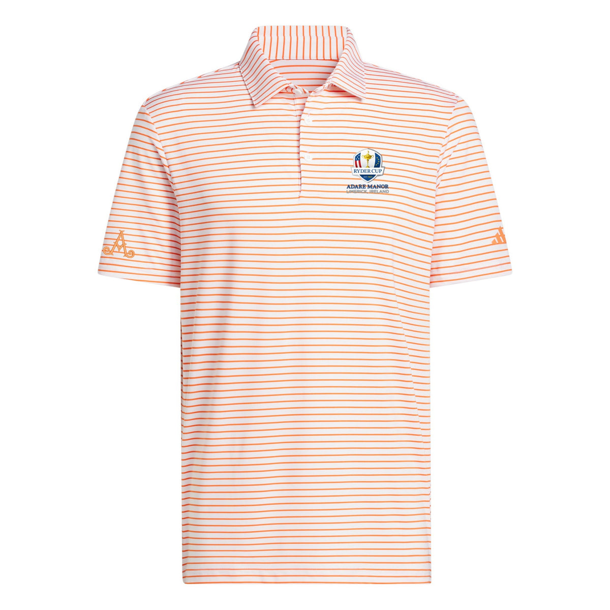 Ryder Cup 2027-  Adidas Mens Adare Manor Orange Stripe Polo