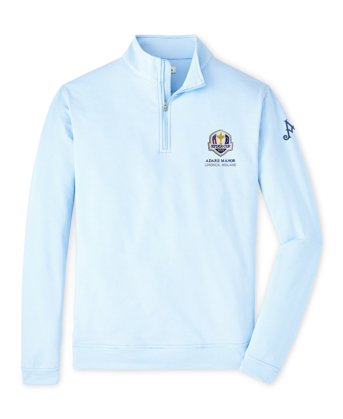 Ryder Cup 2027- Cottage Blue &amp; White Sugar Stripe 1/4 Zip Pullover
