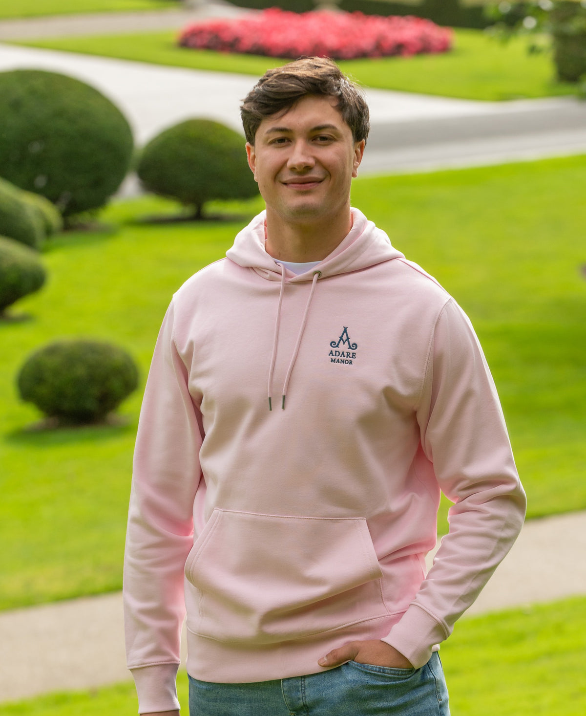 Adare Manor - Mens Organic Cotton Pink Hoodie
