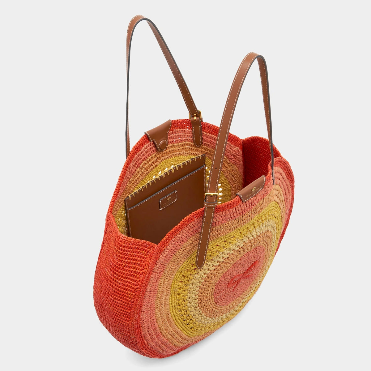 Anya Hindmarch- Raffia Round Bow Tote- Orange