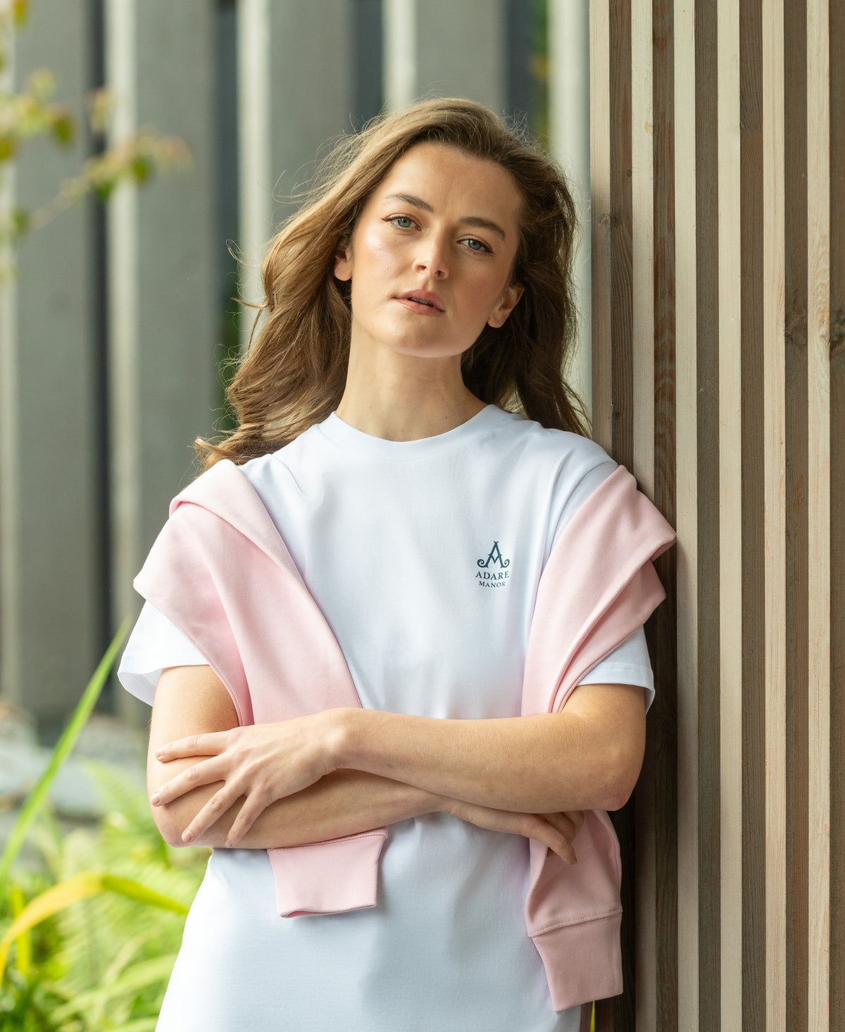 Adare Manor - Ladies Organic Cotton T-Shirt with Navy logo