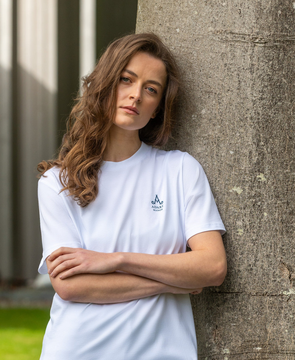 Adare Manor - Ladies Organic Cotton T-Shirt with Navy logo