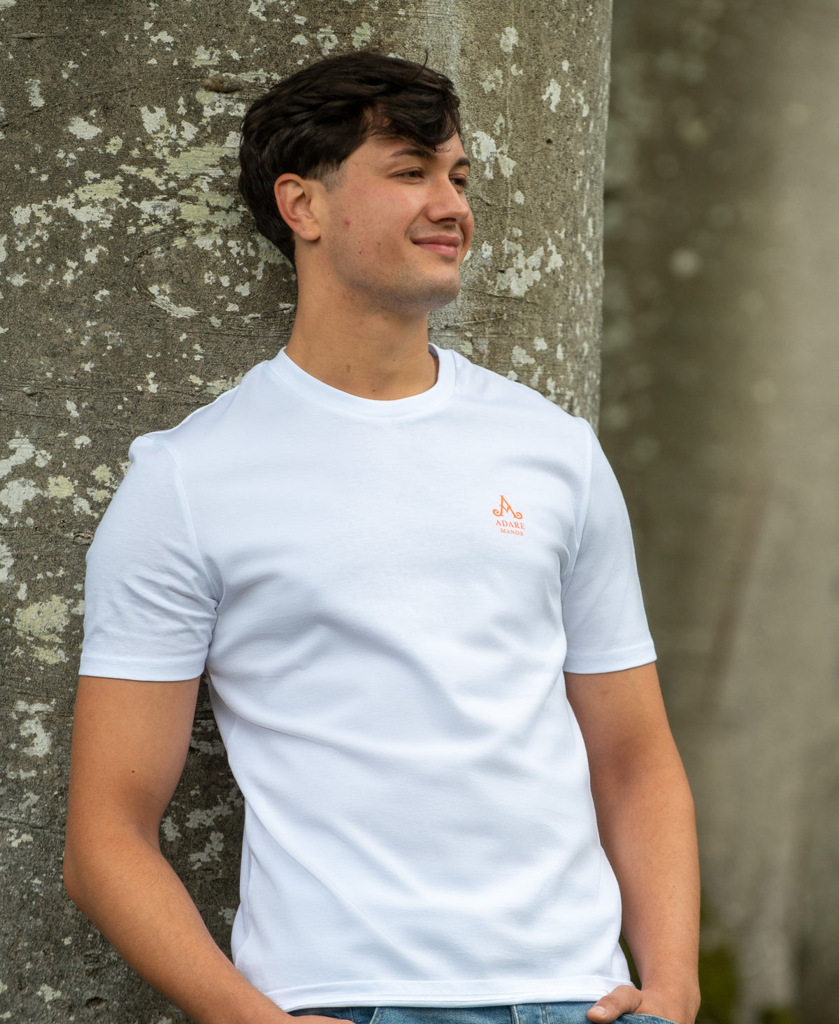 Adare Manor - Mens Organic Cotton T-Shirt with Orange logo