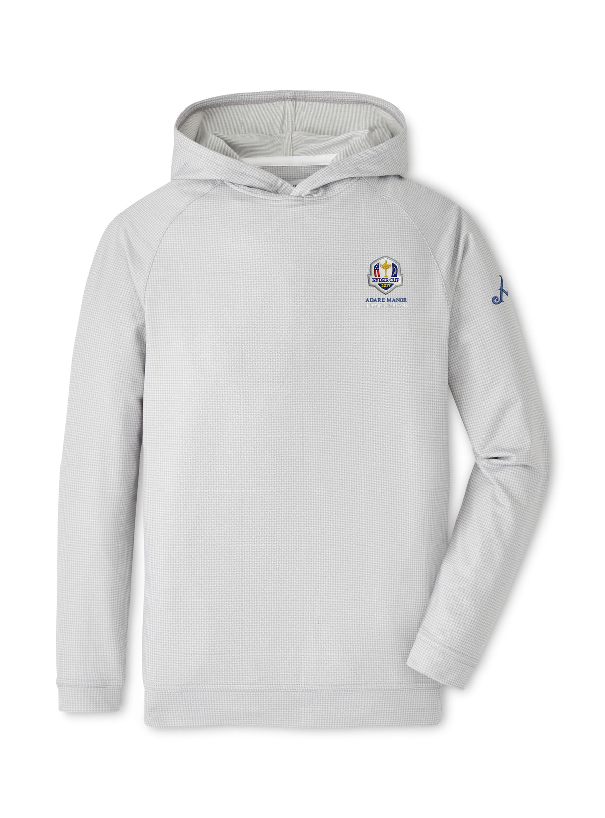 Ryder Cup 2027 - Adare Manor Pine Youth Houndstooth Performance Hoodie Grey