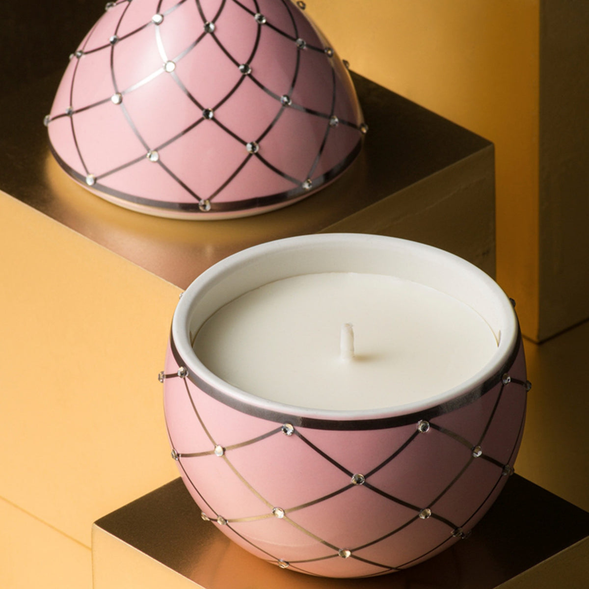 Ladenac Candle- Rose Pink with Silver Stripes